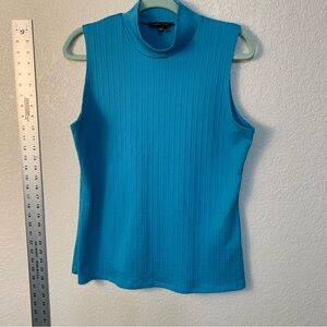 Melissa Paige Vibrant Blue Sleeveless Tank with turtle neck collar blouse shirt